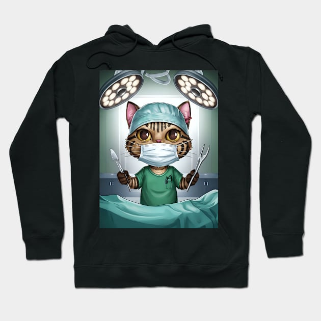 Cute cat as a surgeon Hoodie by Spaceboyishere